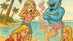 Piada: três loiras acham uma lâmpada na praia