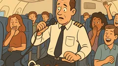 Anedota: No voo, o comandante pega o microfone